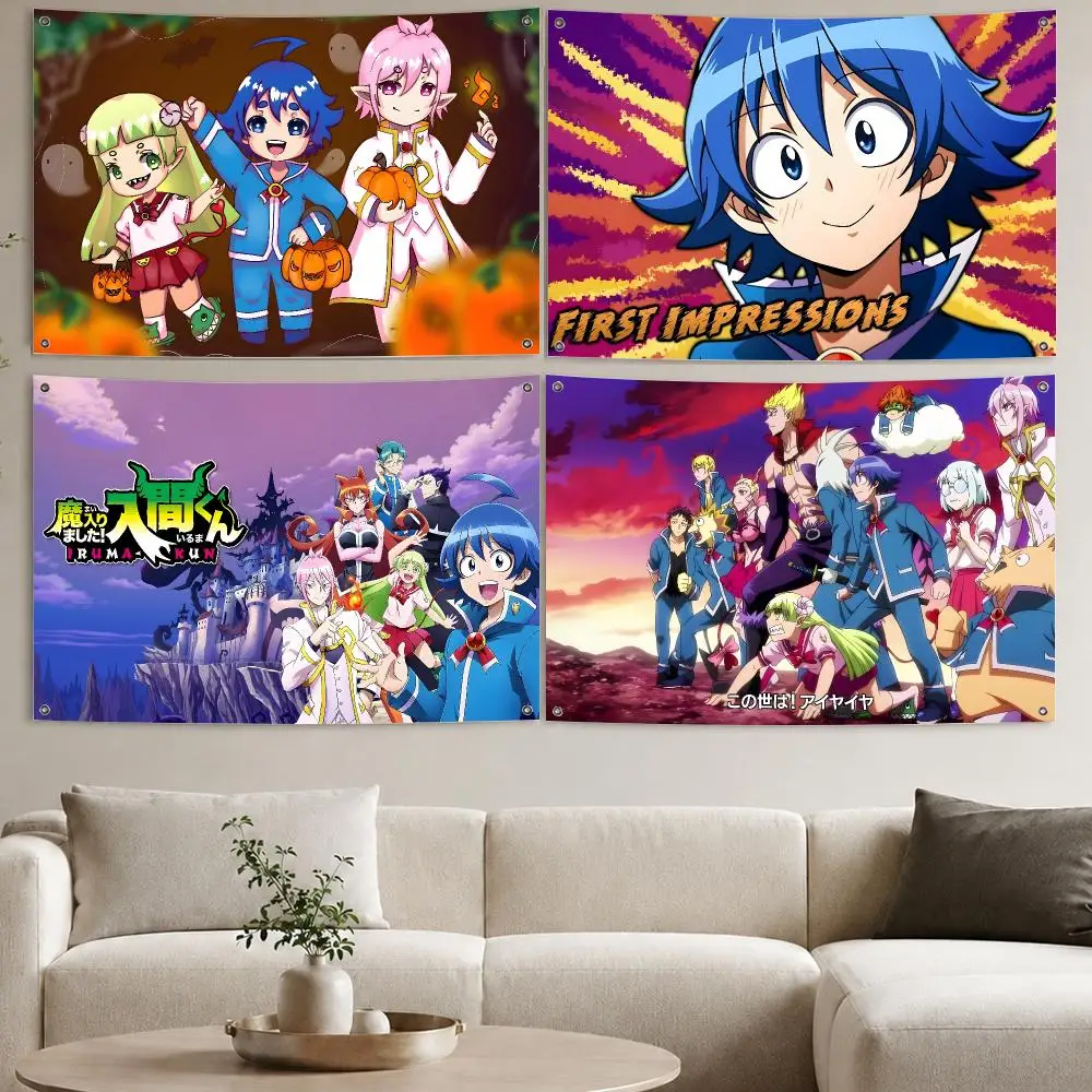 Welcome to Demon School! Iruma-kun Flags Aesthetic Wall Tapestry Printed Wall Hanging Living Room Party Outdoor Decor