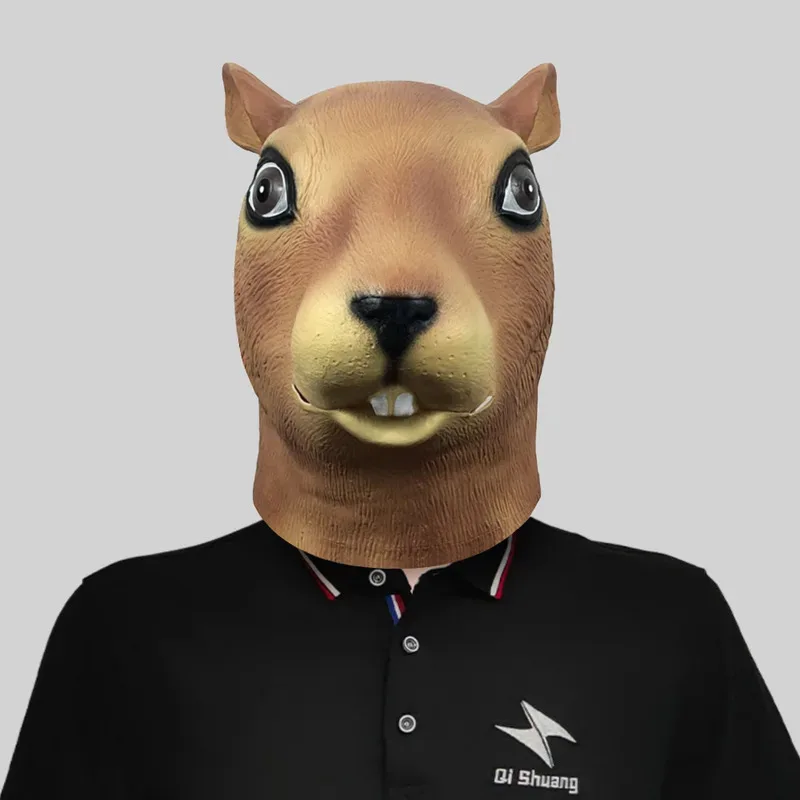 1Pc Halloween Animal Mask Fancy Emulsion Dress Shape Props Squirrel Headgear Head Cover for Party jk;6