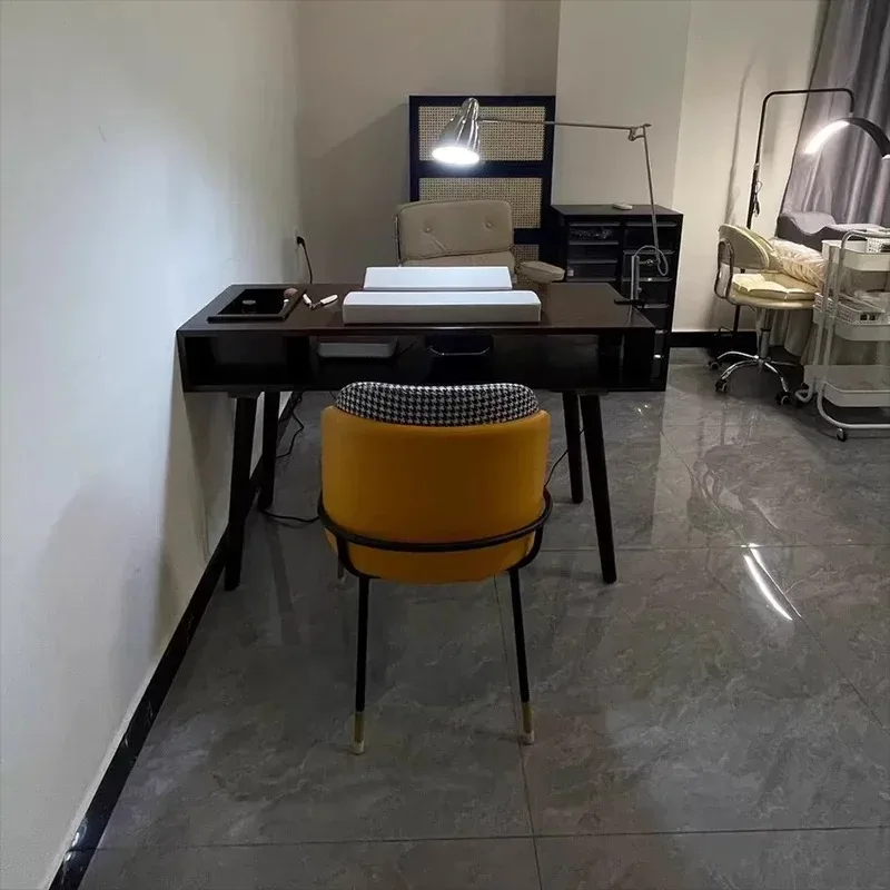 Dressing Retro Manicure Table Wooden Simple Storage Reception Nail Tables Japanese Modern Salon Furniture Mesa De Uñas LLMT