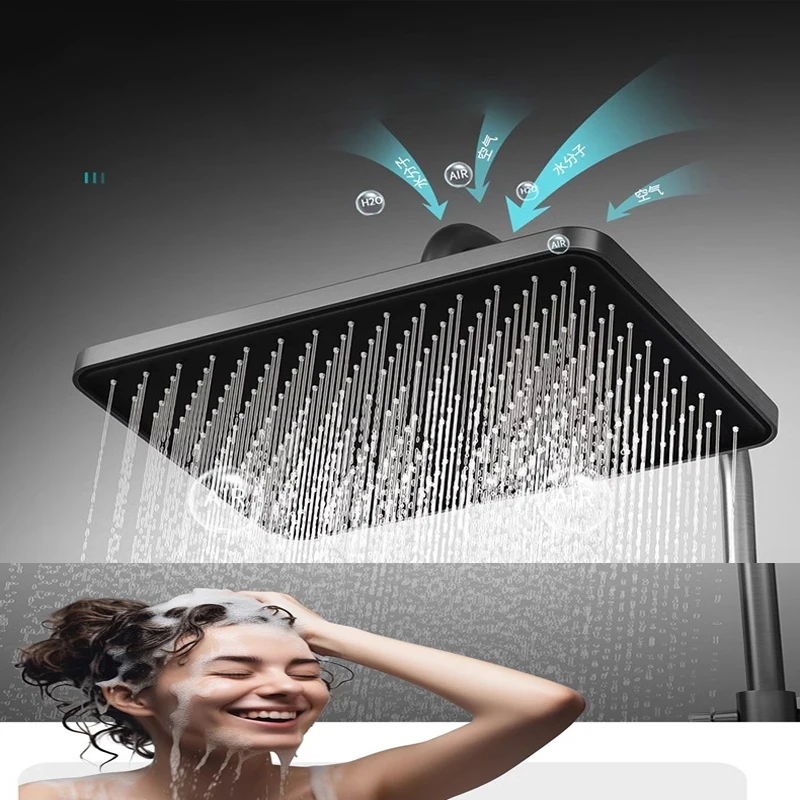 YYHC-Piano Key Luxury Bathroom Brass Rain Shower Set Wall Mounted Thermostat Smart Digital Shower Set