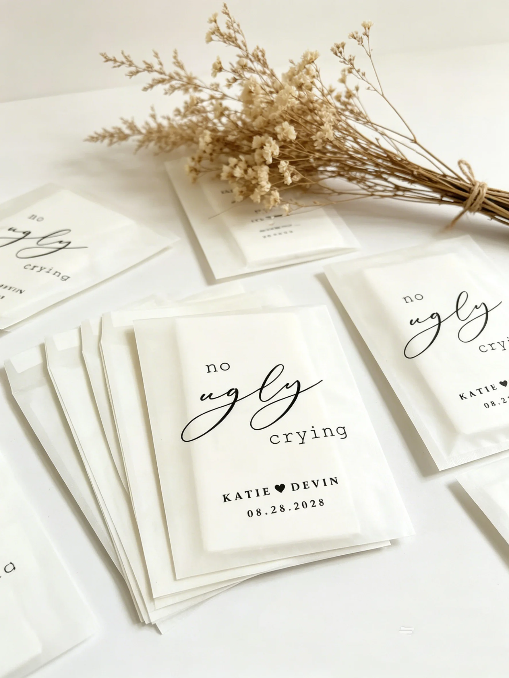Custom Happy Tears Tissue Pack Personalized Wedding Confetti Pocket Tissue