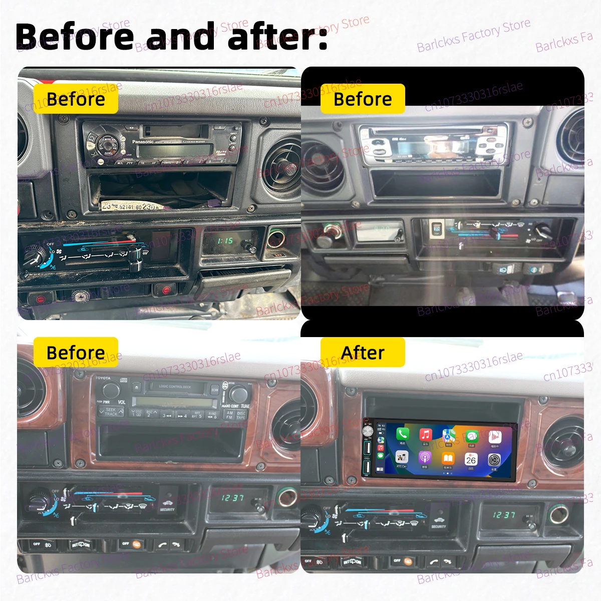 Carplay 1 Din Radio Android Car Multimedia for Toyota Land Cruiser 70 1984-1998 6.86 Inch Screen Stereo Head Unit Autoradio GPS