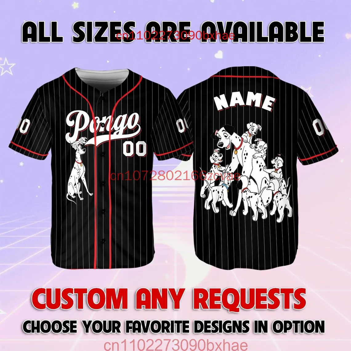 

Бейсбольная майка 101 далматинцев на заказ, 3D принт, новинка 2025 года, бейсбольная майка Disney на Хэллоуин, спортивные футболки для детей и взрослых