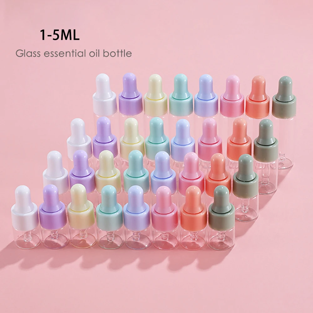 100 Pack 2ml 3ml 5ml Glass Dropper Bottles Clear Sample Dropper Bottle Mini Bottle With Dropper Pipette for Perfume Cosmetic