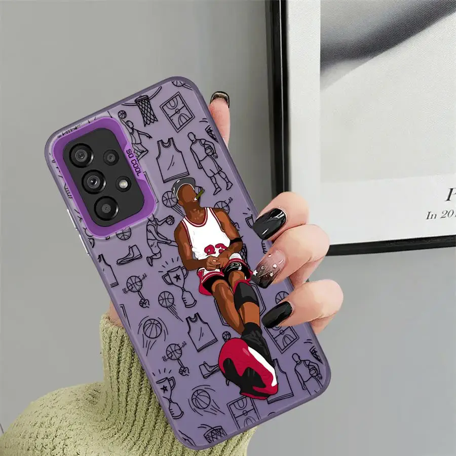 حافظة لهاتف سامسونج جالاكسي A30 A50 A04 A05 A06 A07 A72 A02 A03 A10 A20 A51 A52 A71 A54 A55 A56 غطاء الهاتف الخلفي كرة السلة الرياضة