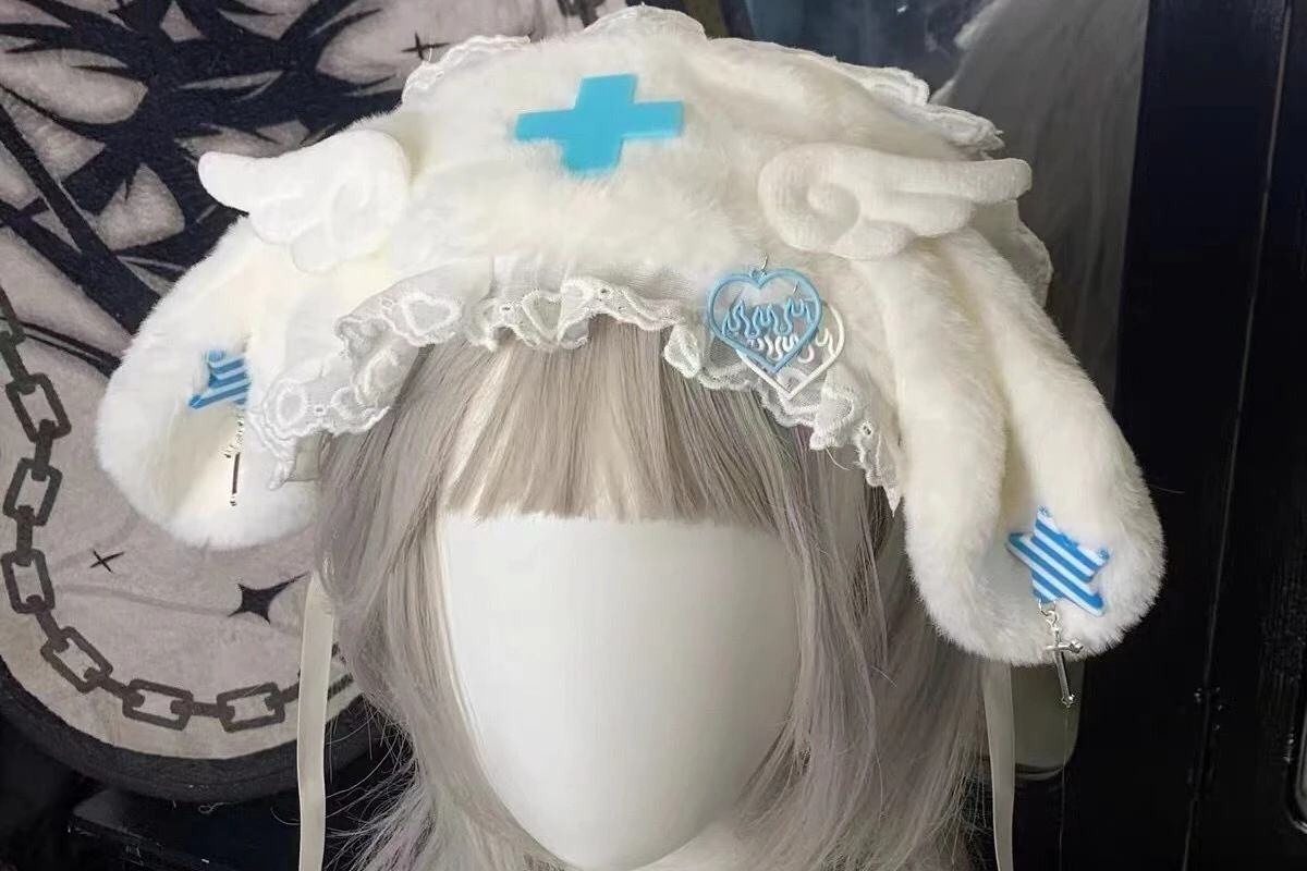 Japanische Hasen ohr Haarband asiatische Kultur Lolita Kopfschmuck niedliche Spitze Plüsch Haarschmuck Harajuku Y2k weiche Mädchen Haars pangen