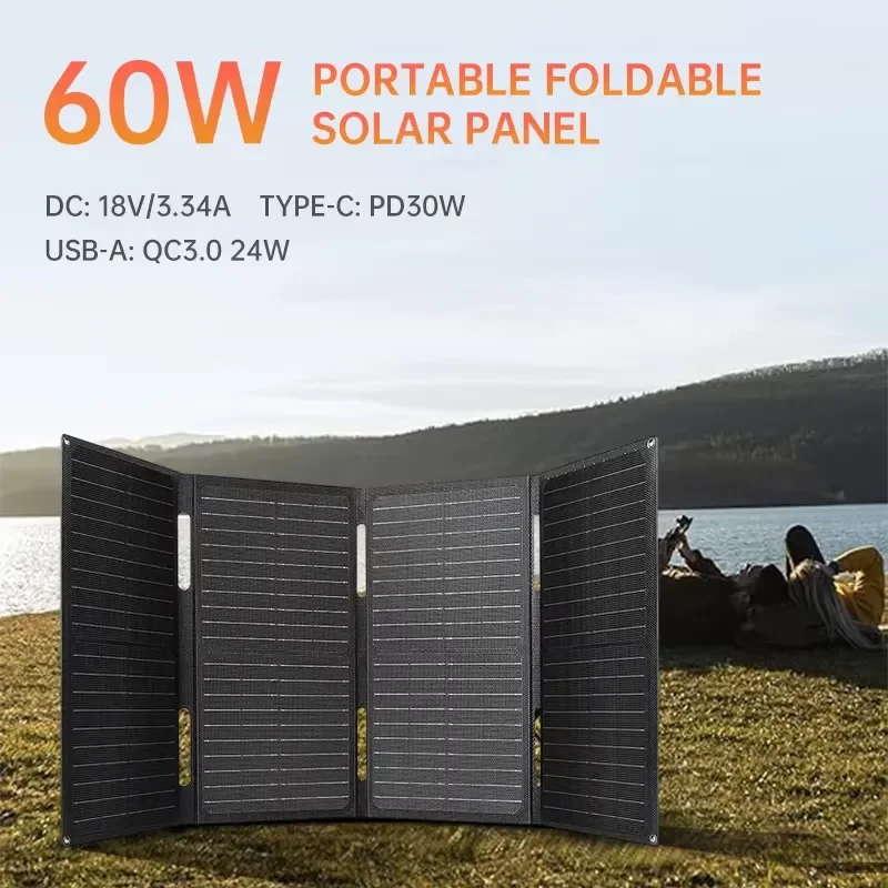 60W Portable Foldable ETFE Mini Solar Panel USB Type C 5V 9V 12V Charger Waterproof for Outdoor Camping Hiking Power Supply view 3