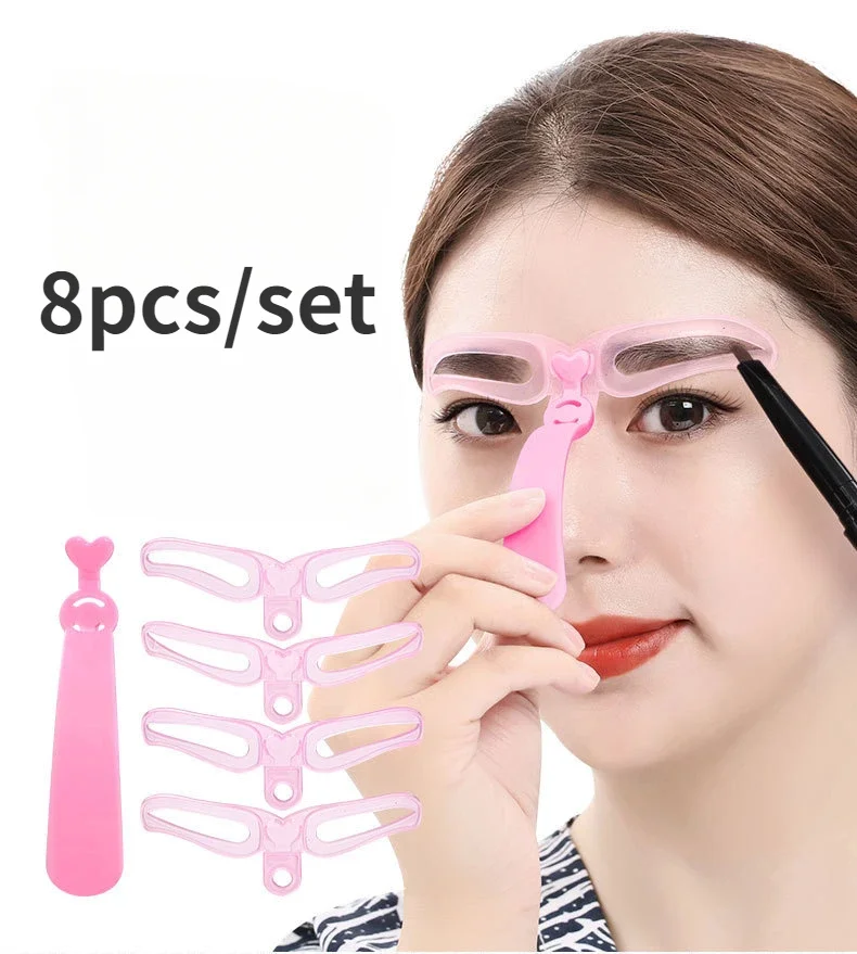 8개 세트 재사용 가능한 눈썹 스텐실 뷰티 메이크업 브로우 스탬프 템플릿 눈썹 모양 세트 눈썹 메이크업 도구