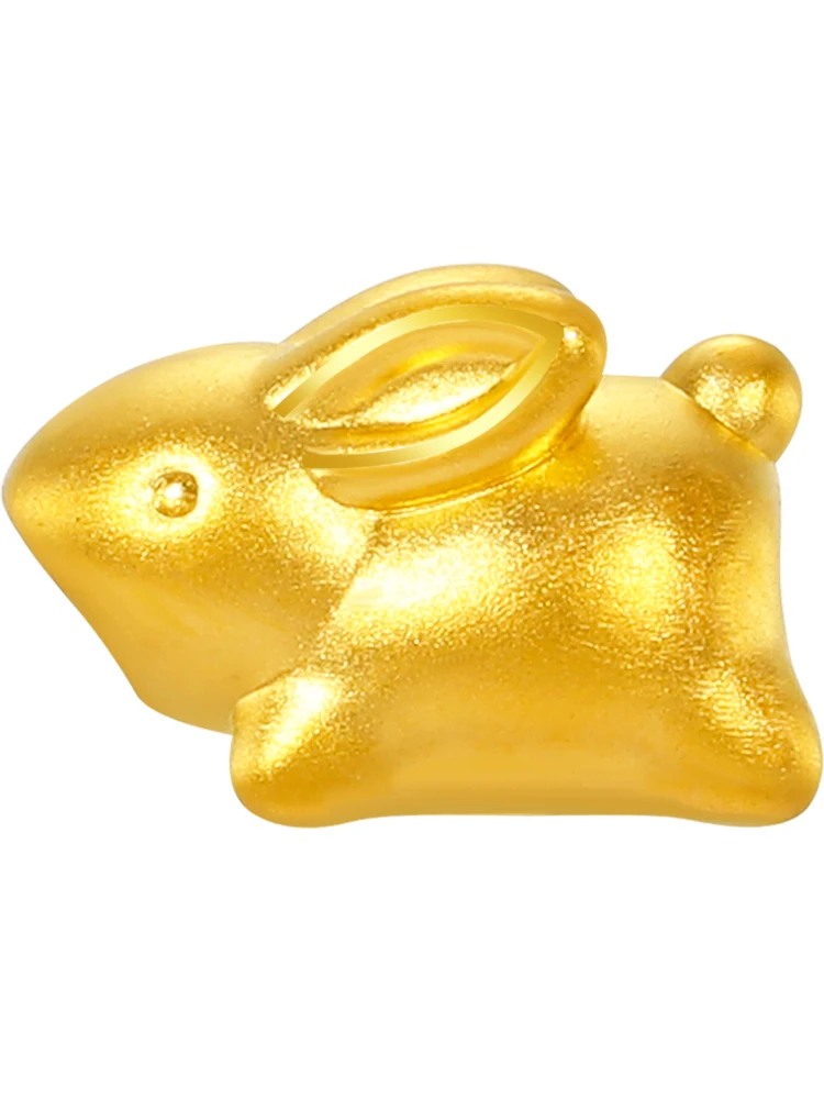 

Fine 24K Yellow Gold Bracelet 3D Gold Cute Rabbit Handmade Black String Bracelet 1pcs
