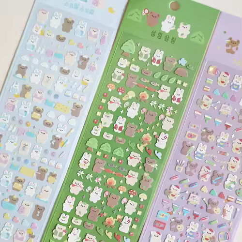 MINKYS New Arrival 3pcs 6pcs Kawaii Bear Ribbon Laser Bling Stickers DIY Scrapbook Stickers Confetti Decoration DIY Photo Frame - Image 12