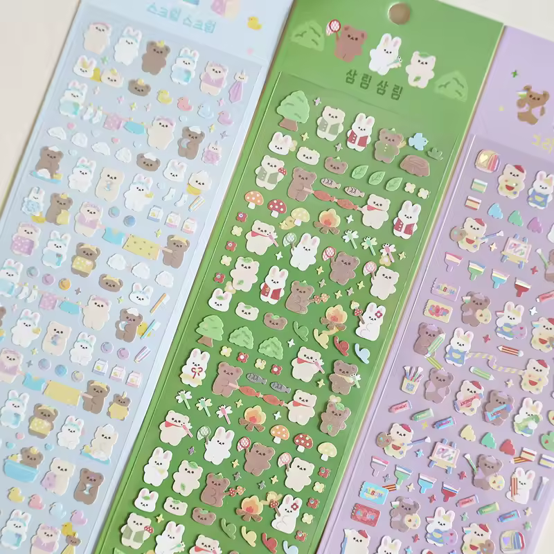 MINKYS New Arrival 3pcs 6pcs Kawaii Bear Ribbon Laser Bling Stickers DIY Scrapbook Stickers Confetti Decoration DIY Photo Frame - Image 12