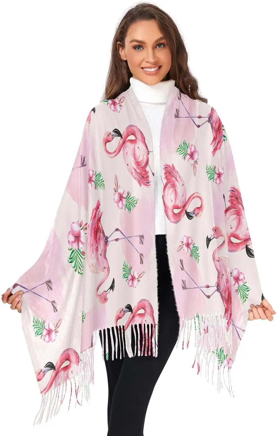 

Шаль из пашмины, зимний теплый длинный шарф с кисточками для вечернего платья и свадьбы