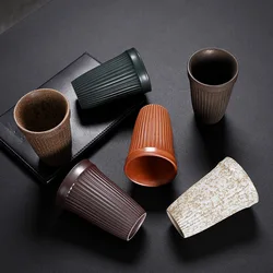 400ML Ceramic Coffee Cup of Cappuccino Ripples Minimalist Tumbler Stoneware Pottery Tea Cup Without Handle