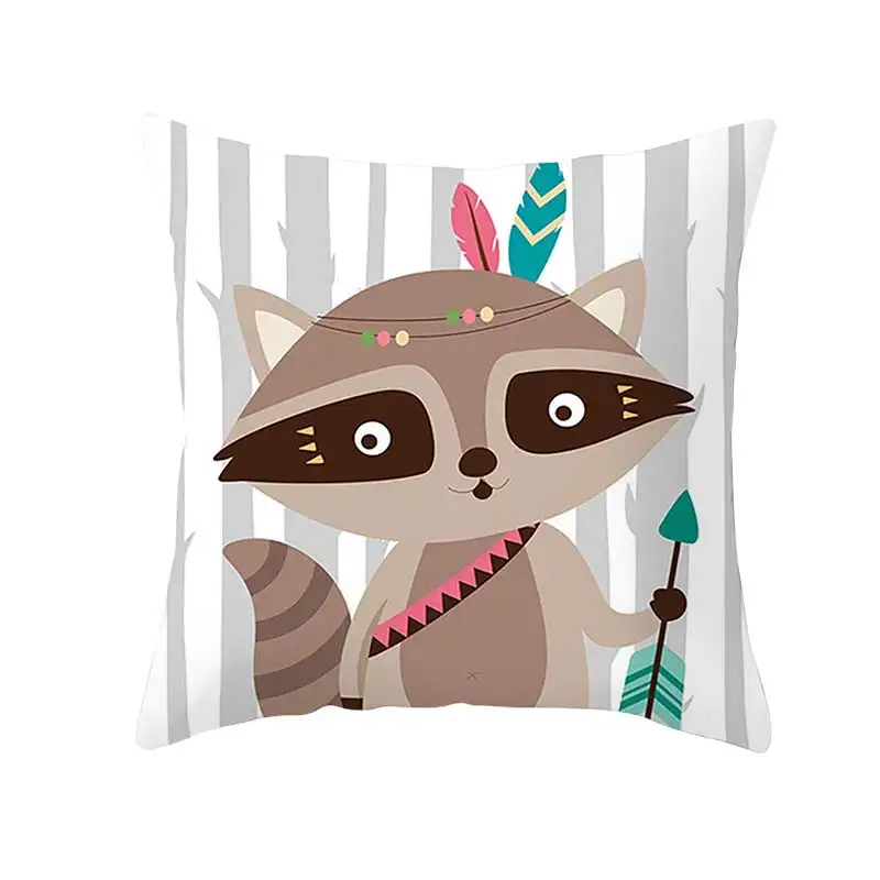 Bear Cushion Cover Decorative Pillowcase Fox Raccoon Pillow Case Cushion Cover Creative Cartoon Rabbit Pillow Case Cover