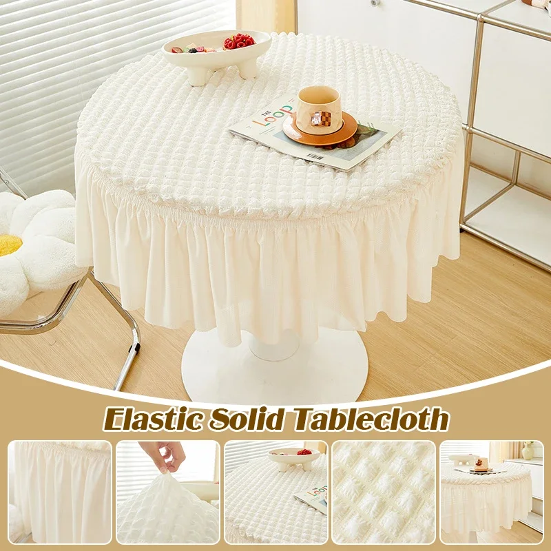 

Round Coffee Tablecloth Modern Minimalist Style Bubble Gauze Round Tablecloth Simple Style Home Decoration Dining Table Cover