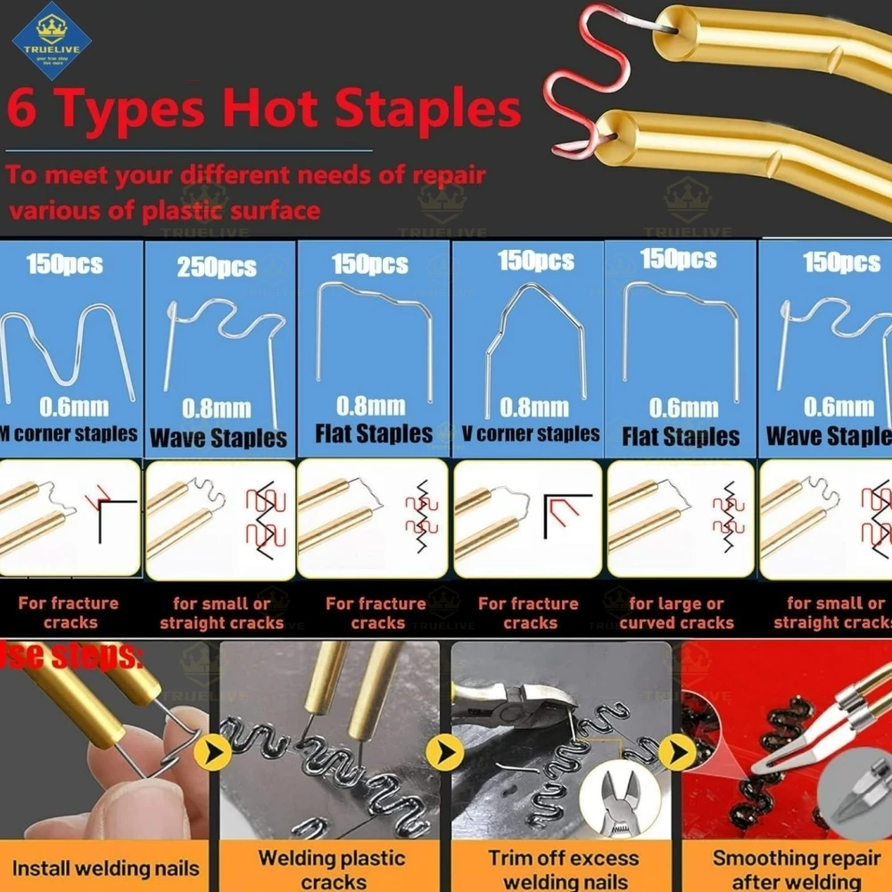 3000/1200/200pcs Hot Stapler Plastic Welding Machine Car Bumper Repair Kit PVC Plastic Repairs Hot Stapler Staples Soldering Gun