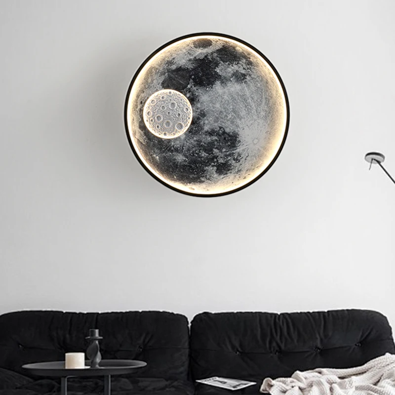 Moon Wall Lamp Living Room Background Atmosphere Lamp Modern Luxury High-end Bedside Wall Lamp Full Spectrum Eye Protection Lamp