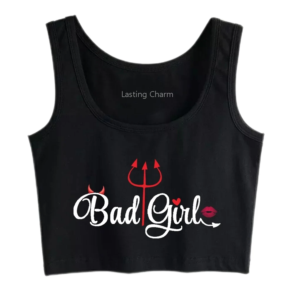 Bad Girl Devil Harajuku Tank Top Women's Comfortable and easy to match Yoga training sports crop top