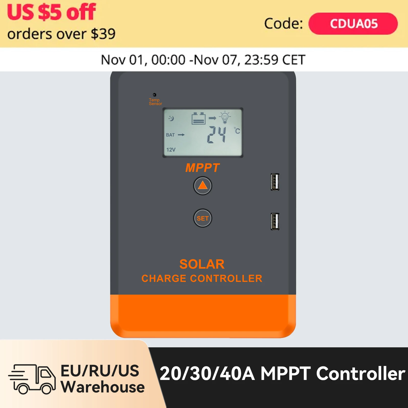 PowMr 40A 30A 20A MPPT Controller Solar Charge Controller 12V 24V Battery Solar Regulator with 24V Battery Equalizer