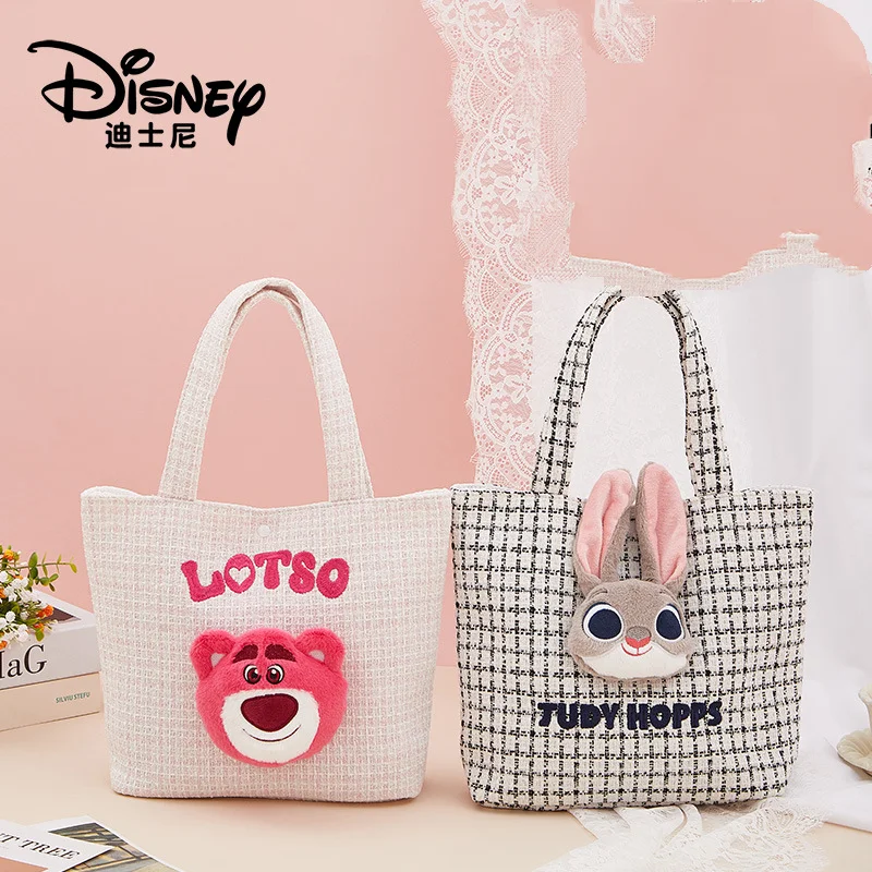 

Disney Lotso Judy Hopps Fashion Plush Decor Woven Tote Bag Cute Cartoon Handbag Casual Daily Wear for Women