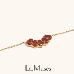 La.Muses Pomegranate Seed Shaped Bracelet Stainless Steel Bracelet Women's Fashion Waterproof Daily Jewelry Accessories