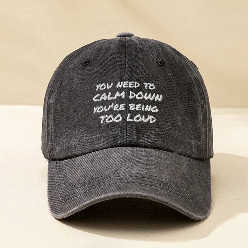 Embroidered YOU NEED TO CALM DOWN washed baseball cap outdoor adjustable sunscreen casual hat men's sun hat Y2K style youth hat