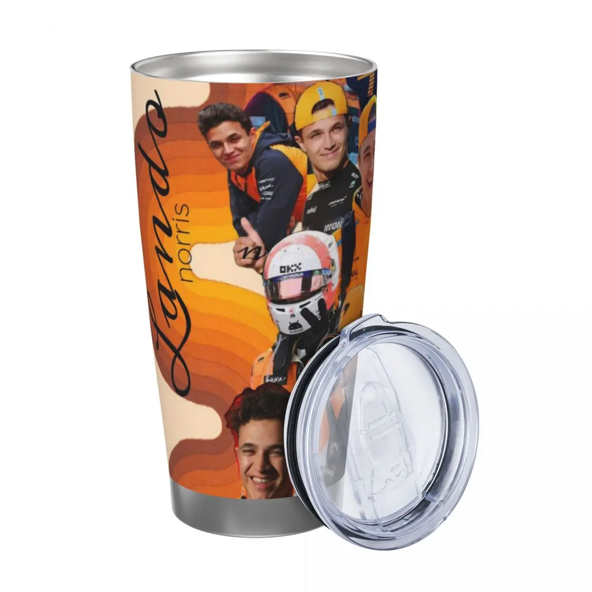 Lando Norris 20oz Stainless Steel Car Mug Straw Thermal Iced Travel Cup Vacuum Insulated Coffee Hot Cup