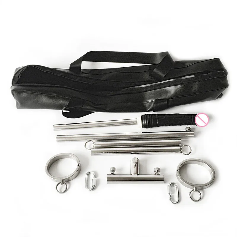 Dispositivo de aço inoxidável BDSM Bondage, T Metal Frame, Anklecuffs, Dildo Plug Anal, Barra Espalhadora, Perna Aberta Brinquedos Sexuais para Casais, Adulto 18