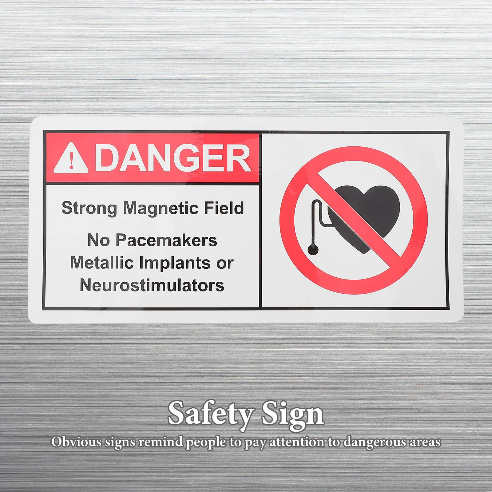 Naklejka ostrzegawcza bez pola magnetycznego do użytku wewnątrz i na zewnątrz, mocny klej, samoprzylepne znaki bezpieczeństwa, praktyczne.