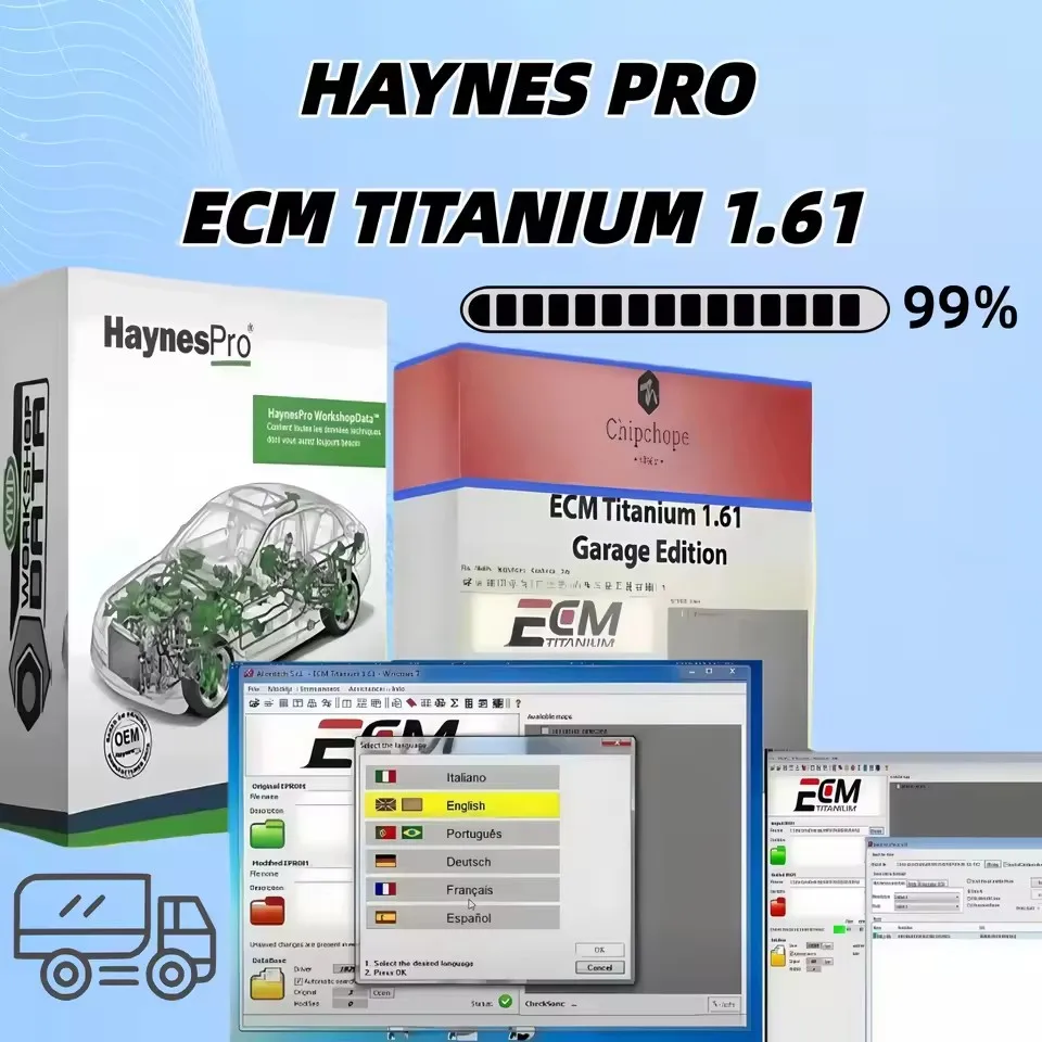 ECM Titanium 1.61 + Haynes Pro 2-in-1 ECU Repair Tool - 26000+ Drivers, Win 7/8/10 Compatible | Professional Diagnostic
