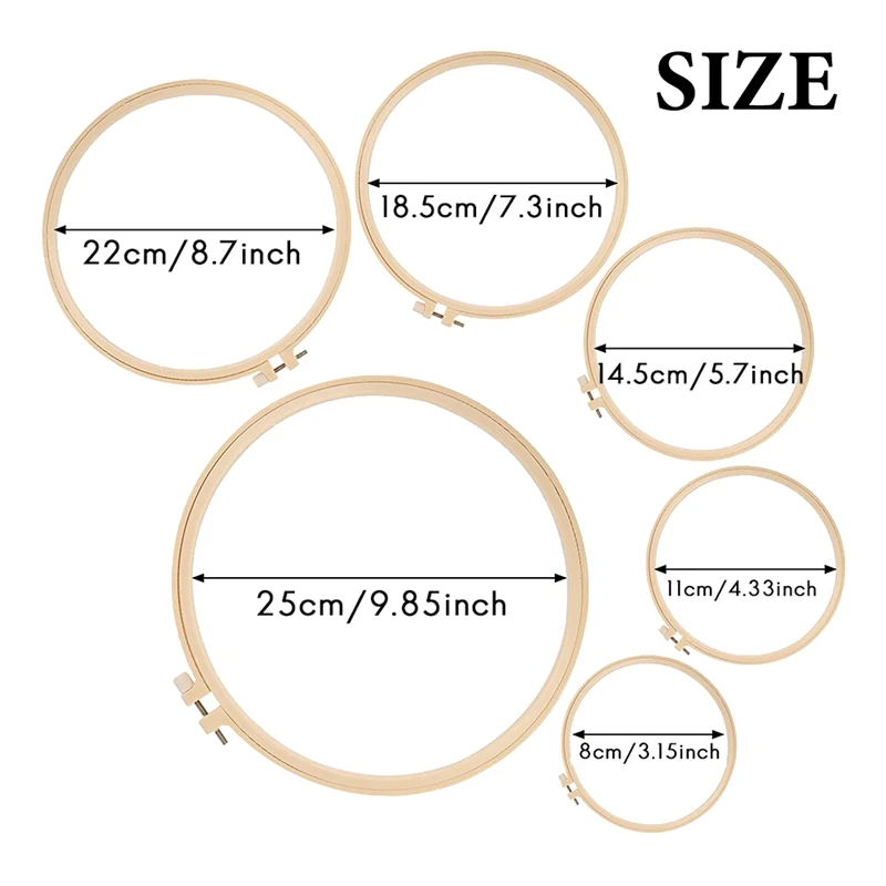 6 Pcs Embroidery Hoops Plastic Circle Cross Stitch Hoop Ring For Home Ornaments Art Craft Handy Sewing