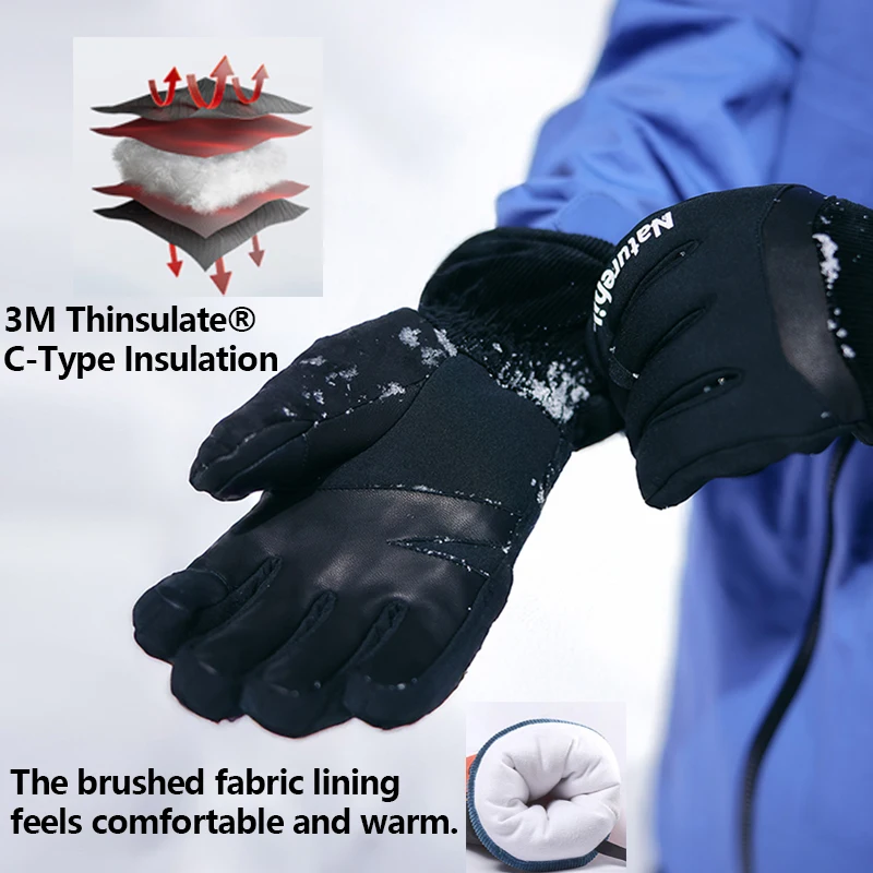 Naturehike 2025 New 3 Colors Sheepskin Ski Warm Gloves 3M Insulated Cotton Multifunctional Touchscreen Windproof Couples Gloves