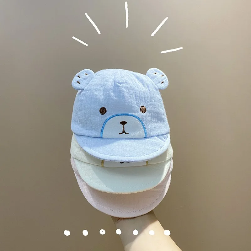 

Newborn Baby Baseball Cap Cute Bear Ear Infant Toddler Sun Hat Soft Brim Baby Boy Girl Cotton Peaked Hats