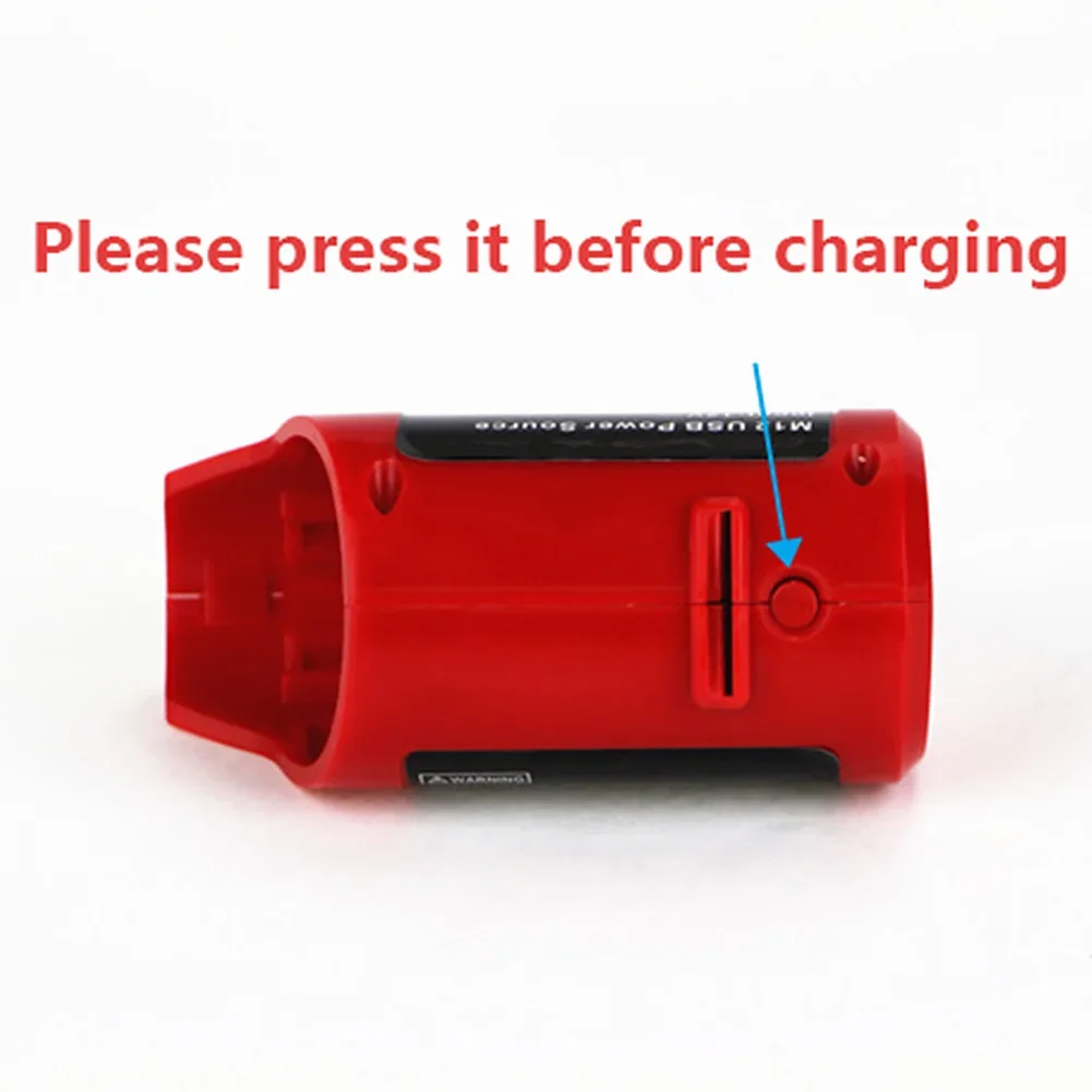 Power Source Portable Charger Tools Converter ABS Safe Red Replacement USB Adapter For Milwaukee Lithium Battery 12V M 12