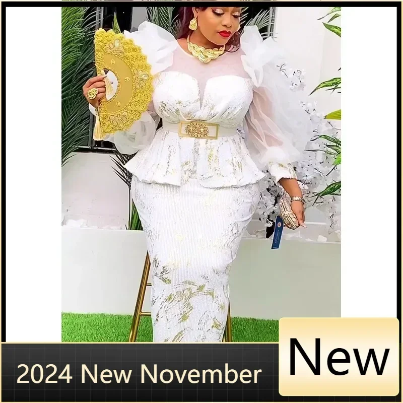 

Customized African Dresses for Women 2025 New Fashion Plus Size Sequin Evening Party Long Dress Dashiki Ankara Outfits Robe Afri