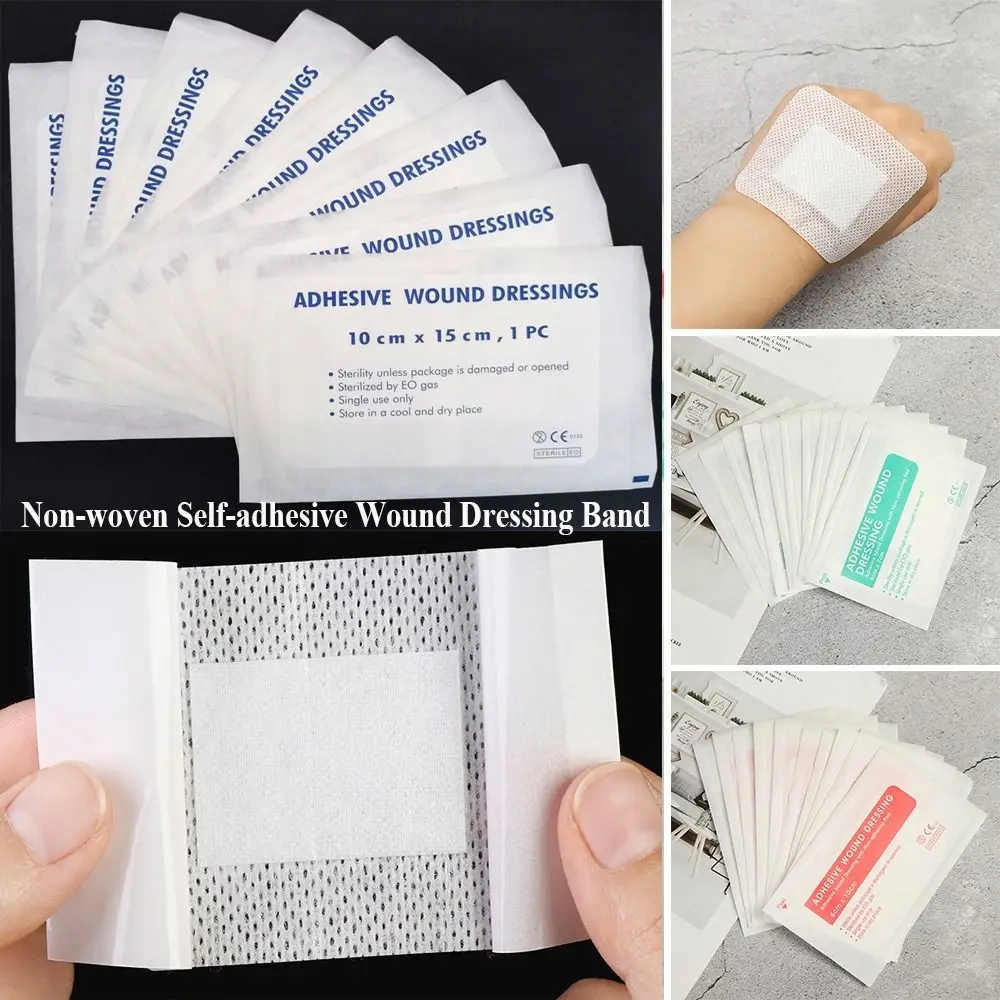 10Pcs 10x10cm 10x15cm Waterproof Material Aid Bandage Breathable Bandage-Aids Wound Dressing Band Sticker Bands Adhesive Plaster