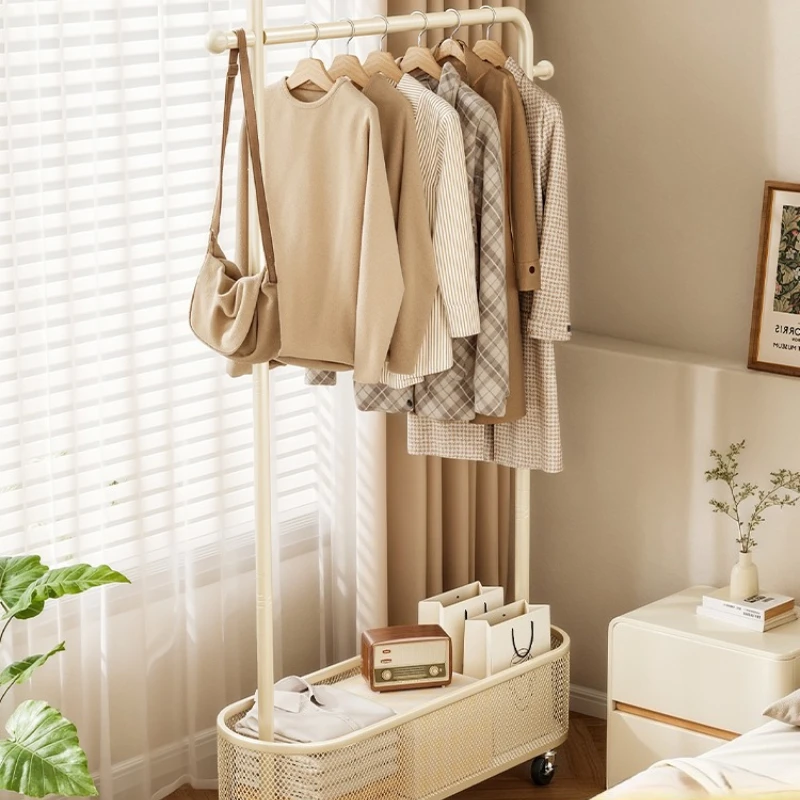 

Bedroom floor coat rack household balcony metal light luxury clothes hanging rod room storage rack drying clothes