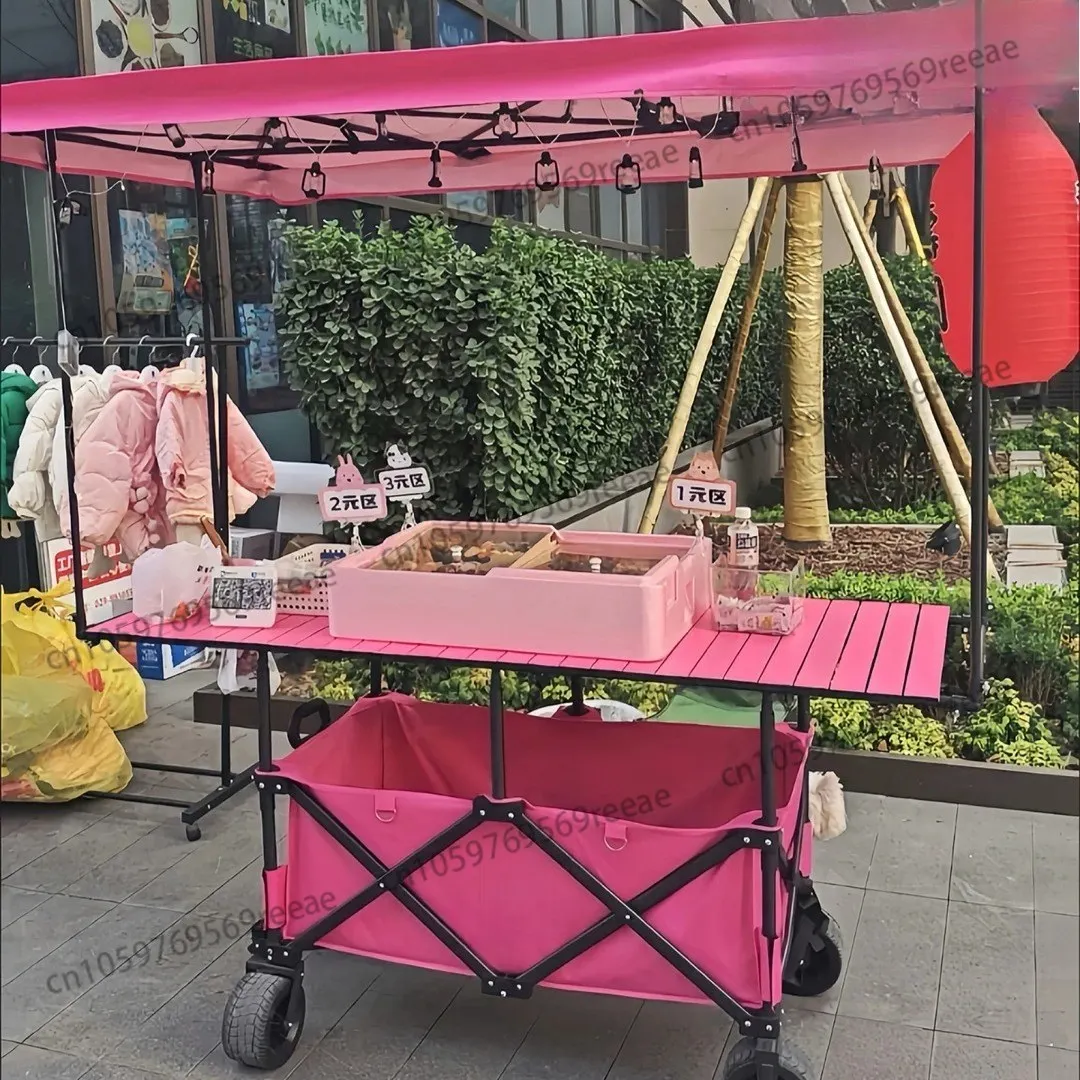 

Oversized stall truck Lifting and lowering Foldable outdoor camping vehicle Stall trolley Night market Snack cart Hand-pulled