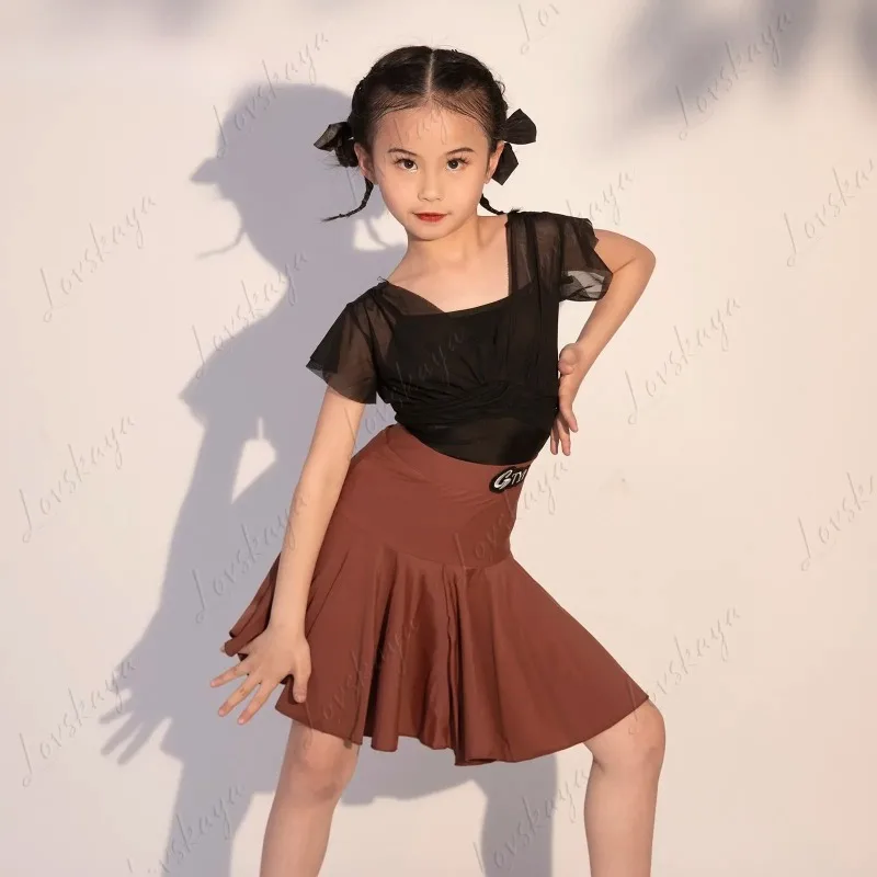 

Latin Dance Summer Practice Skirt Clothing Suit Professional Female Children's Performance Wear
