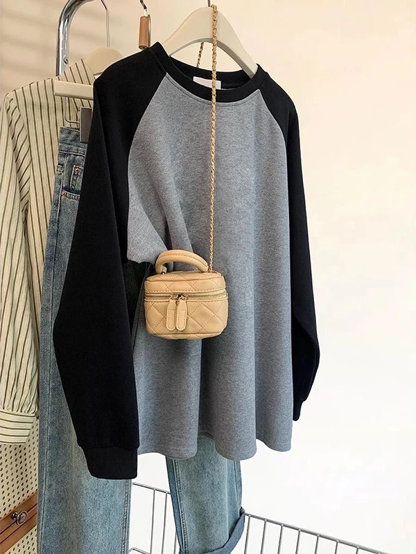 Grande taille 300 Pou ronde Ne Long Sve T-shirt femme gros MM automne couleur Blo Base irt haut décontracté coupe ample coton...