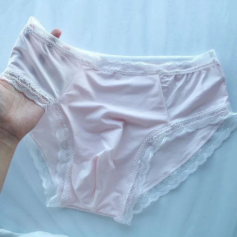 Man's Sexy Lace Underwear﻿﻿﻿ Briefs Motal Comfort Soft Pink Panties BF Gifts Harajuku Underpants FKK Party Role-play Panty