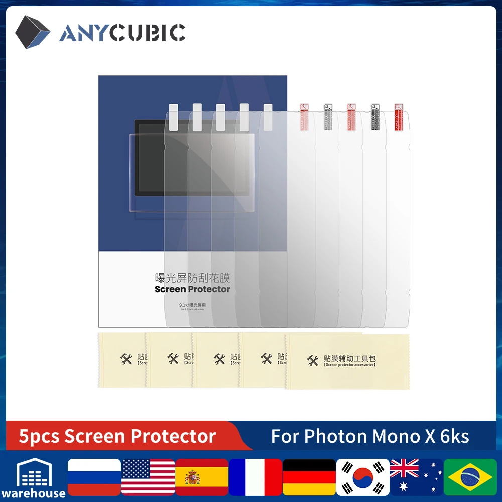 ANYCUBIC 3D Printer Parts 5pcs/pack 9.1 inch Screen Protector For Photon Mono X 6ks 3D Printer Accessories