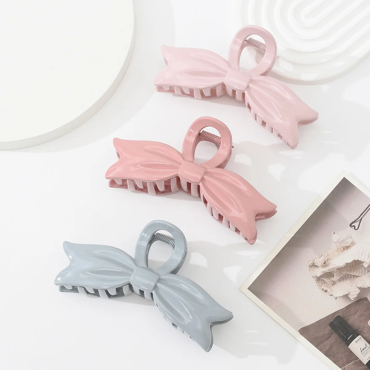 13cm Large Lacquer Bow Hair Clip Women\'s Fashionable and Elegant Macaron Color Hair Clip Shark Clip Hair Accessories