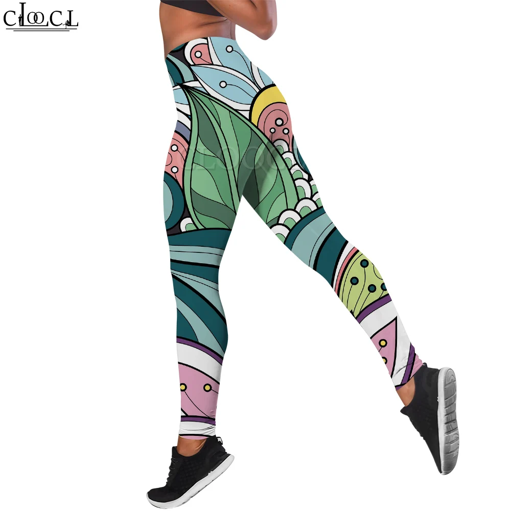 CLOOCL leggings dames yogabroek sportkleding oefening bloemenprint gymleggings hoge taille naadloze mode push-up broek