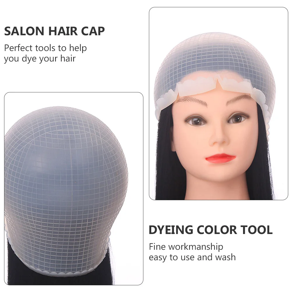 

2Set Dyeing Color Caps High Grade Silicone Hair Highlighting Tools for Salon Hair Dyeing Crochet Needle Dye Cap