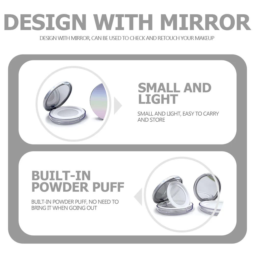 

2Pcs Loose Powder Box Portable Ultra Thin Makeup Powder Mirror Case Durable Reusable Cosmetics Container for Blusher Glitter