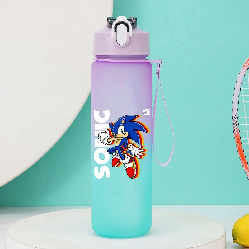 750ml Sonics Sport Waterflessen Anime Frosted Fles Outdoor Reizen Gym Fitness Kannen Draagbare Drinkbekers Jongens Meisjes Gift