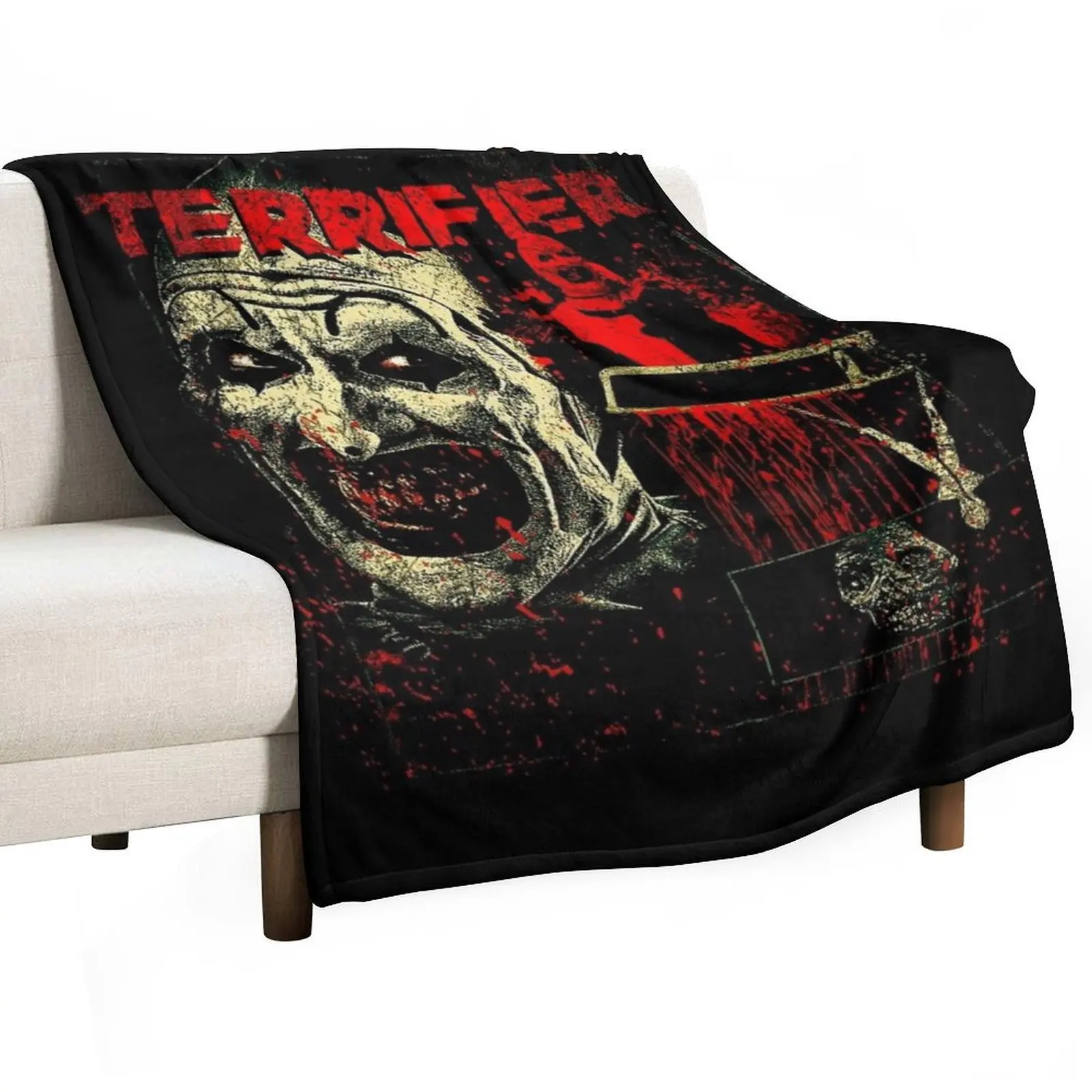 Terrifier Chilling Clown Horror Flick Throw Blanket Shaggy Soft Bed funny gift blankets and throws Blankets