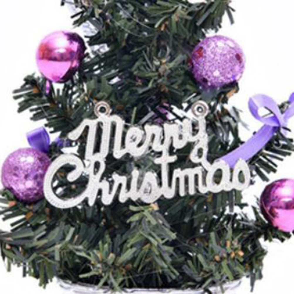 

2 Pcs Fairy Christmas Decorations Office Mini Tabletop Tree DIY Balls Decorated