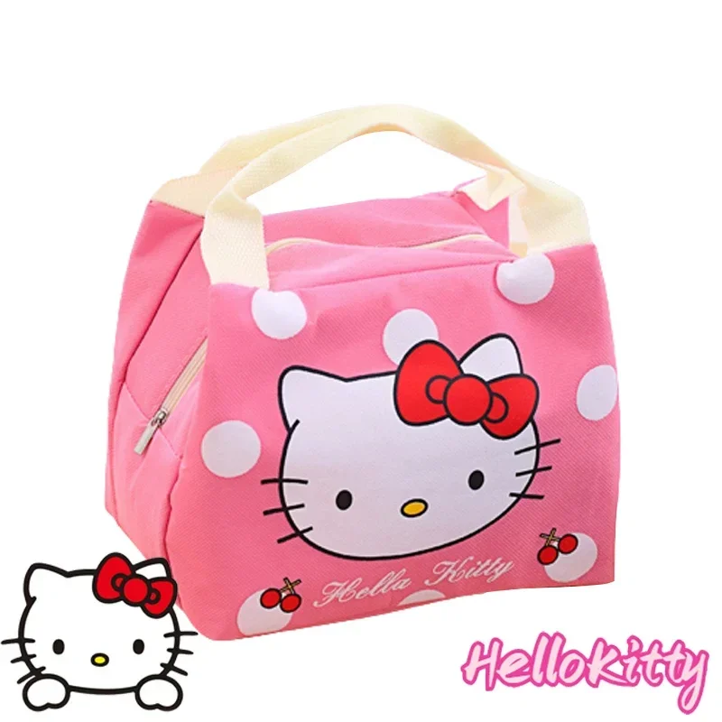 Hello Kitty Lunch Bag Student Office Worker Bento Bag Cartoon Large Capacity Insulation Lunch Bags Portable Picnic Food Bag Gift